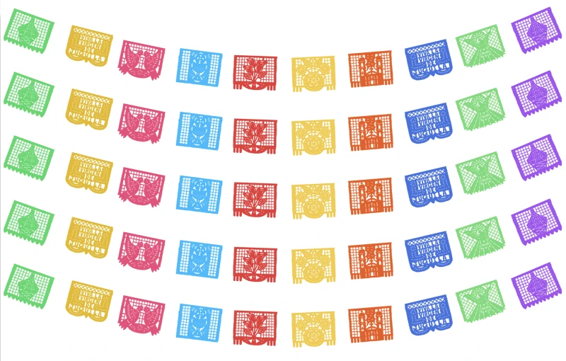 Tira de Papel Picado Virgen de Guadalupe Enramada de Plastico