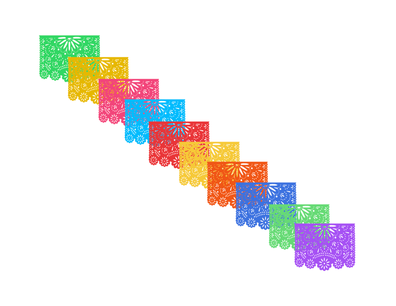 Plastico Picado Brisa Floral Tira de Papel Picado en Plastico Enramada 
