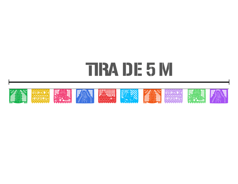 Enramada Virgen de Guadalupe Colores Tiras de Plastico Picado