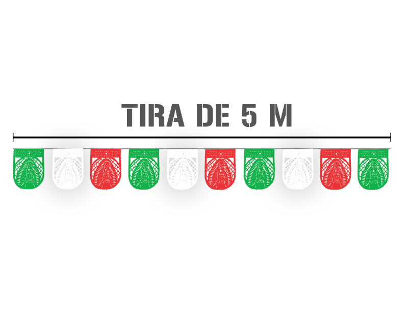 Enramada Virgen de Guadalupe 12 de diciembre tricolor en plastico picado
