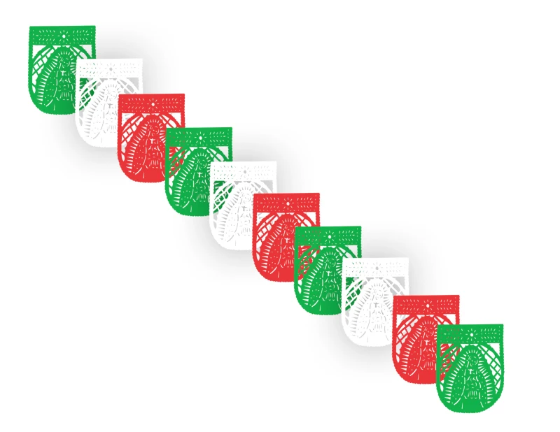 Enramada Virgen de Guadalupe 12 de diciembre tricolor en plastico picado