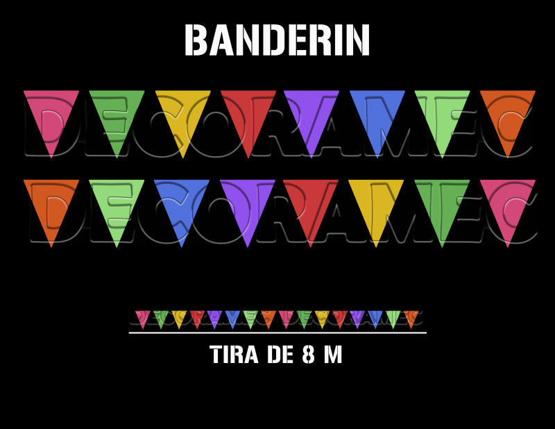 Banderin Liso Colores en tira de plastico picado Papel Picado