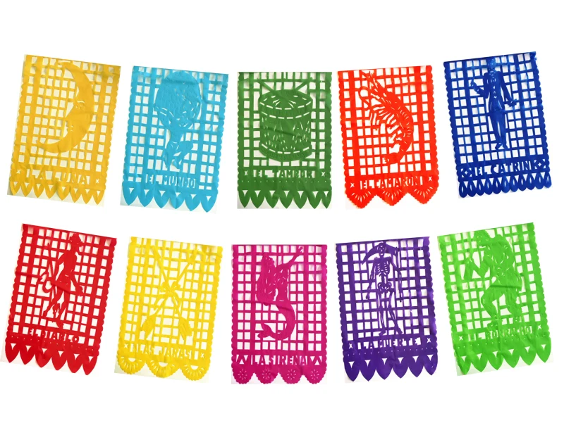 Papel Picado Loteria en tira lista para colgar Plastico Picado