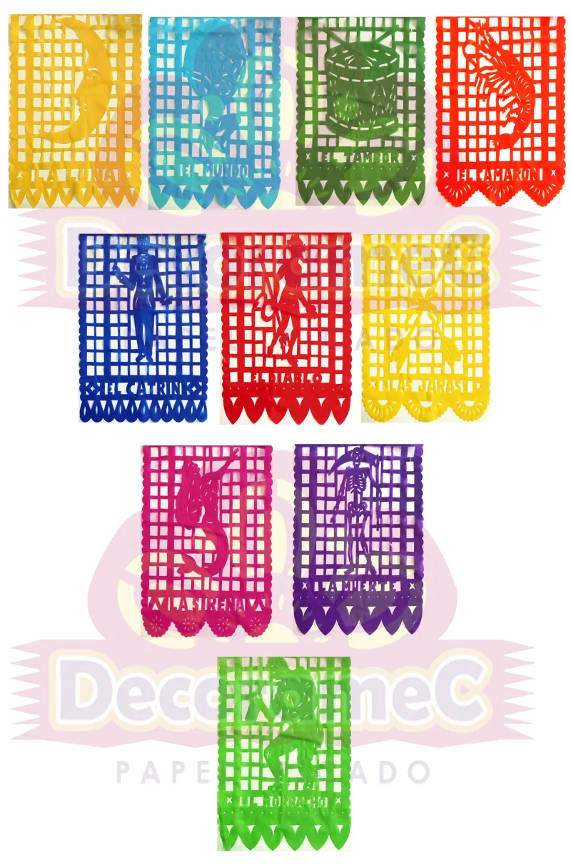 Papel Picado Loteria en tira lista para colgar Plastico Picado