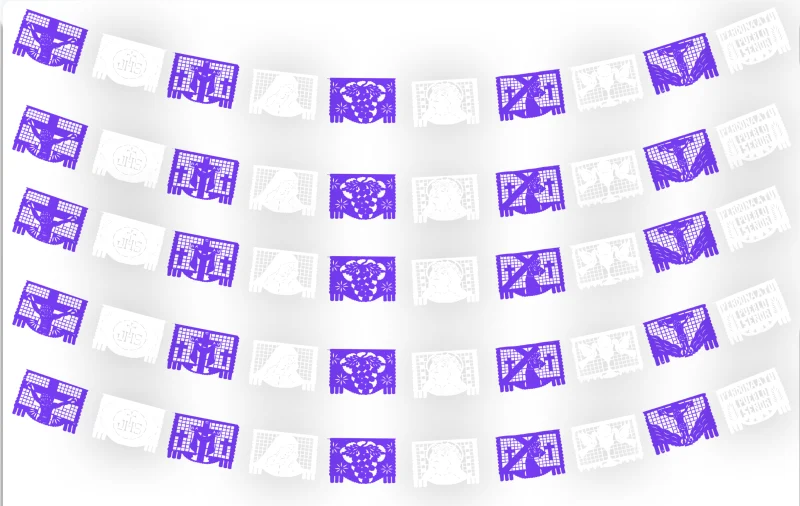 Enramada Semana Santa Plastico Picado Morado y Blanco