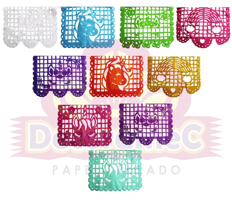 Enramada de Unicornio Papel Picado Cumpleaños Plastico Picado 