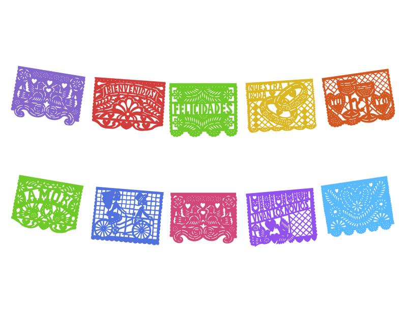 Tira de Papel Picado Boda Plastico Picado Colores