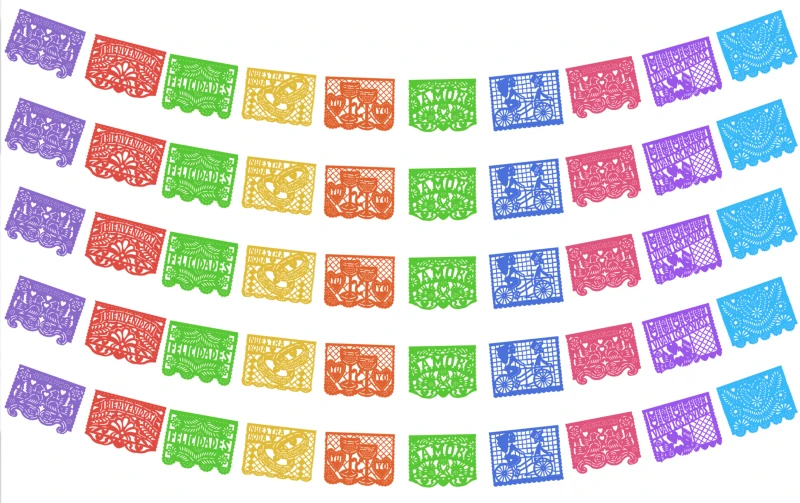 Tira de Papel Picado Boda Plastico Picado Colores