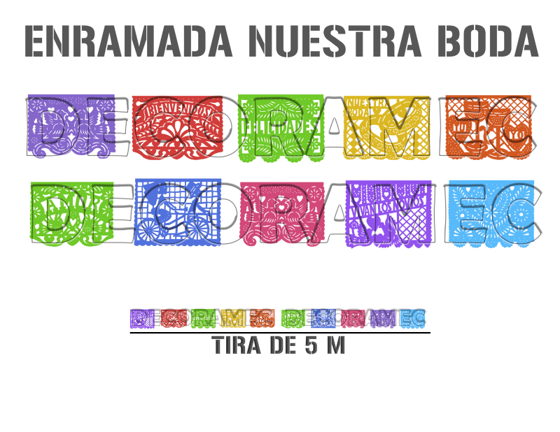 Tira de Papel Picado Boda Plastico Picado Colores