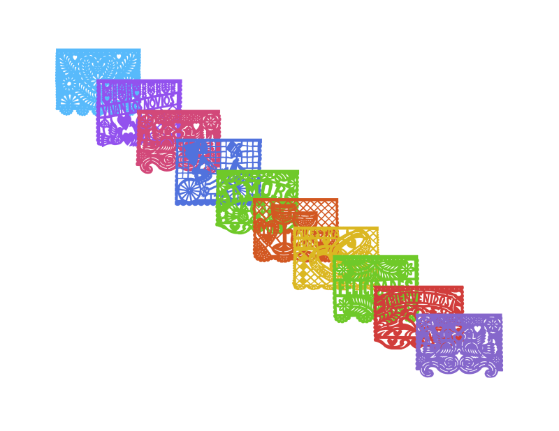Tira de Papel Picado Boda Plastico Picado Colores