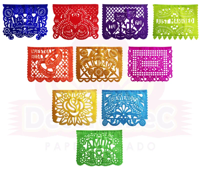 Tira de Papel Picado Boda Plastico Picado Colores