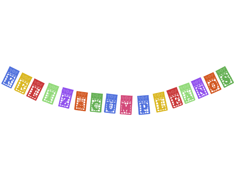 Tira Para Cumpleaños Plastico Picado Feliz Cumpleaños Enramada lista para colgar
