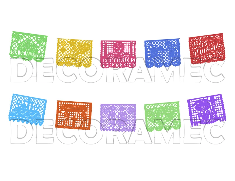 Papel Picado Dia de Muertos Plastico Picado