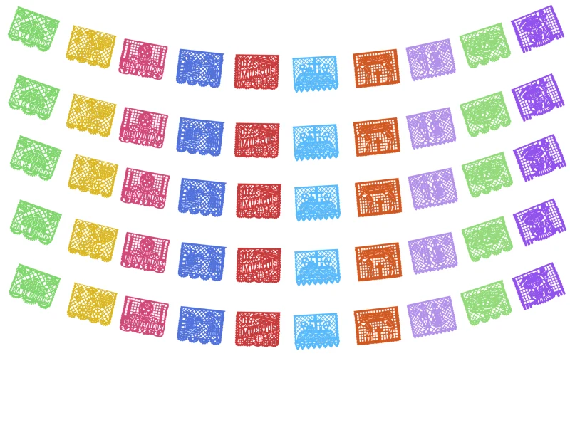 Papel Picado Dia de Muertos Plastico Picado 