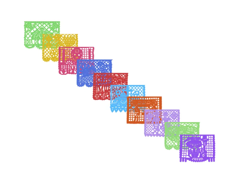 Papel Picado Dia de Muertos Plastico Picado 