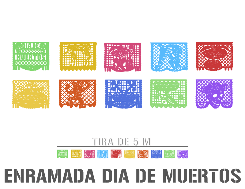 Papel Picado Dia de Muertos Plastico Picado 