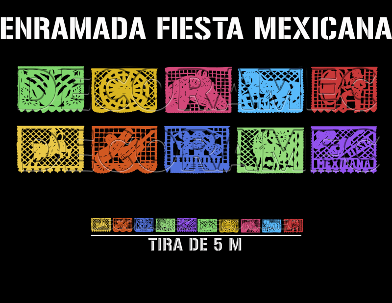 Tira de Plastico Picado Fiesta Mexicana 