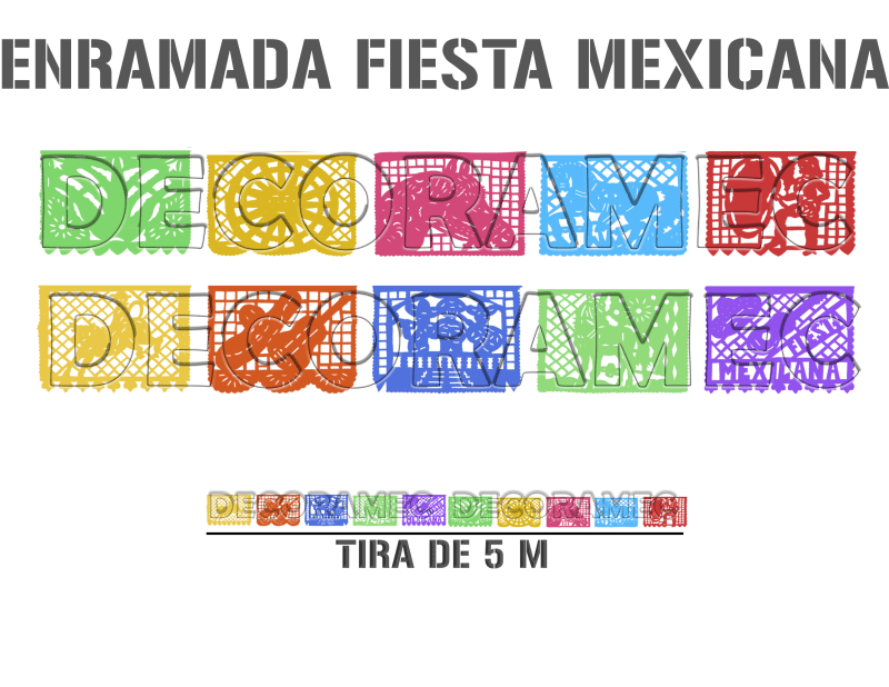 Tira de Plastico Picado Fiesta Mexicana 