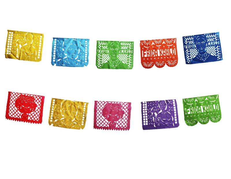 Papel Picado Frida Kahlo lista para colgar
