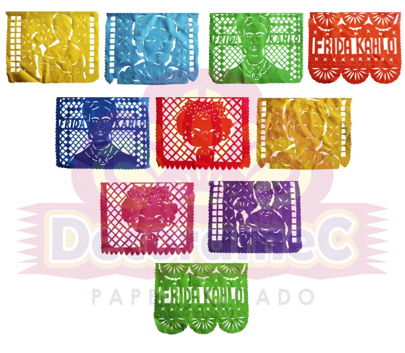 Papel Picado Frida Kahlo lista para colgar