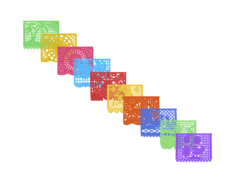 Papel Picado Primavera en Tira de Plastico Picado