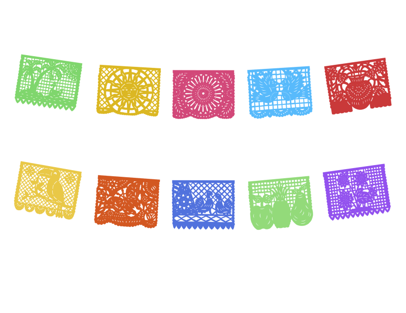 Papel Picado Primavera en Tira de Plastico Picado