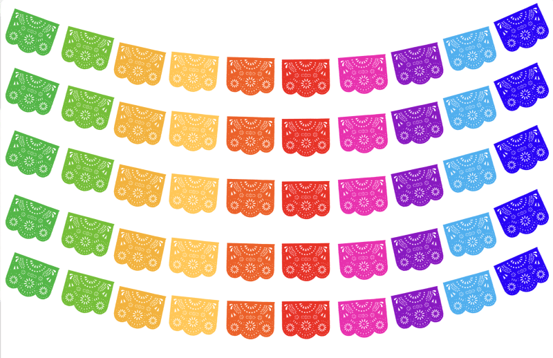 plastico picado destello multicolor tira papel picado lista para colgar