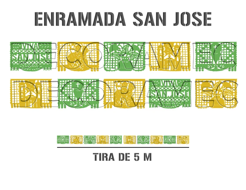 Papel Picado San Jose en Tira de Plastico Picado Para envio inmediato