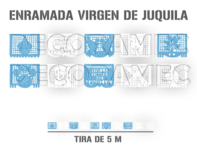 Tira Virgen de Juquila Enramada Plastico Picado