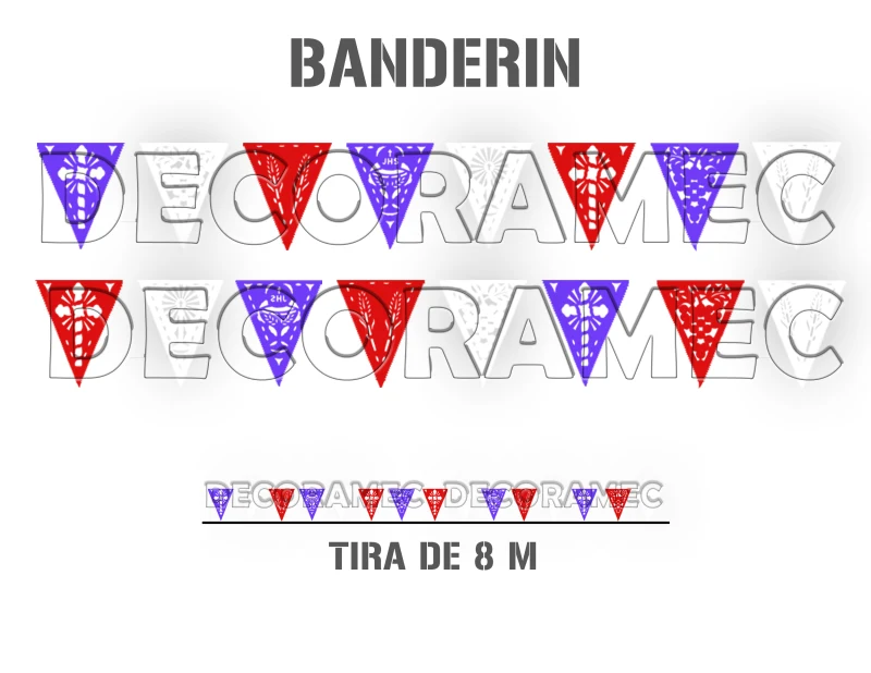 Banderin Religioso Morado, Blanco y Rojo