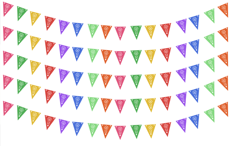 Banderin Multicolor Toda Ocasion listo para colgar en plastico picado