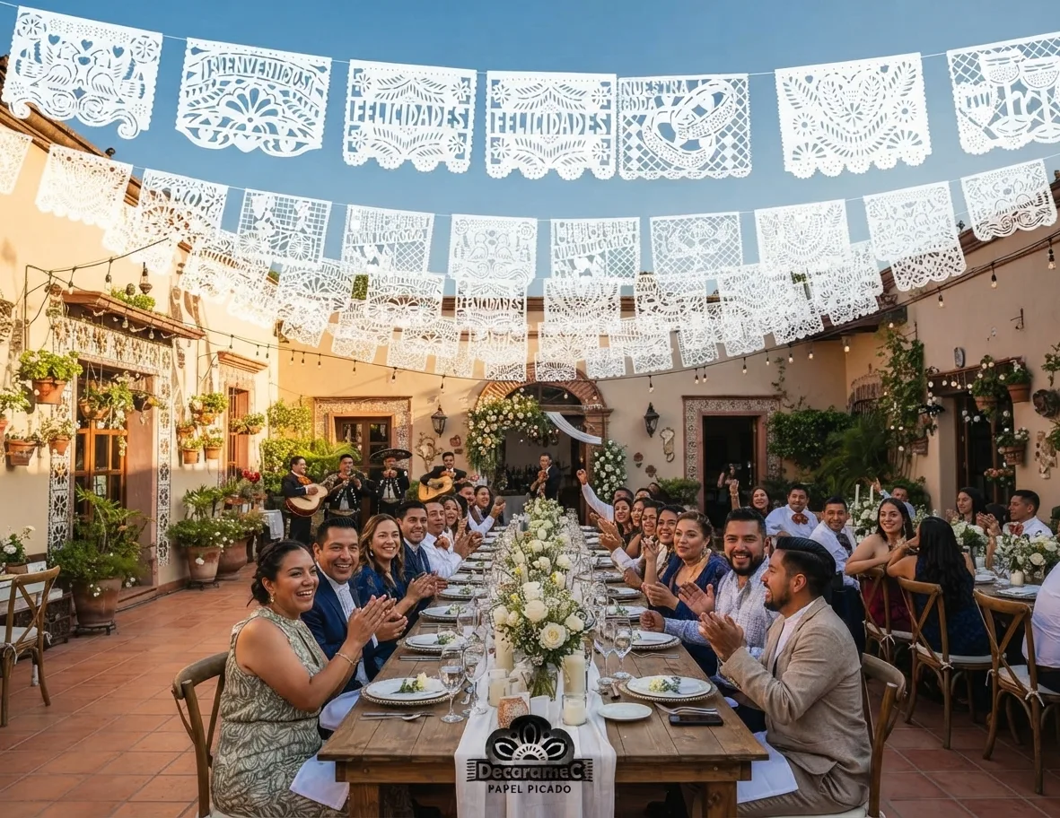 papel picado boda personalizado