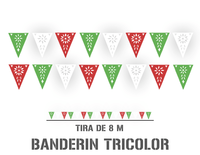 Banderin Calado Triangulo en Tira de plastico picado