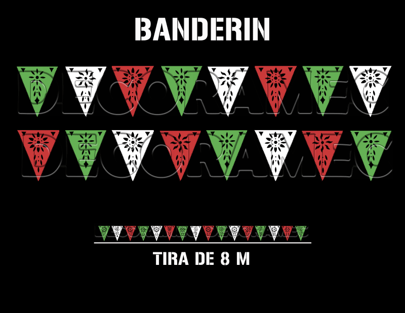 Banderin Calado Triangulo en Tira de plastico picado