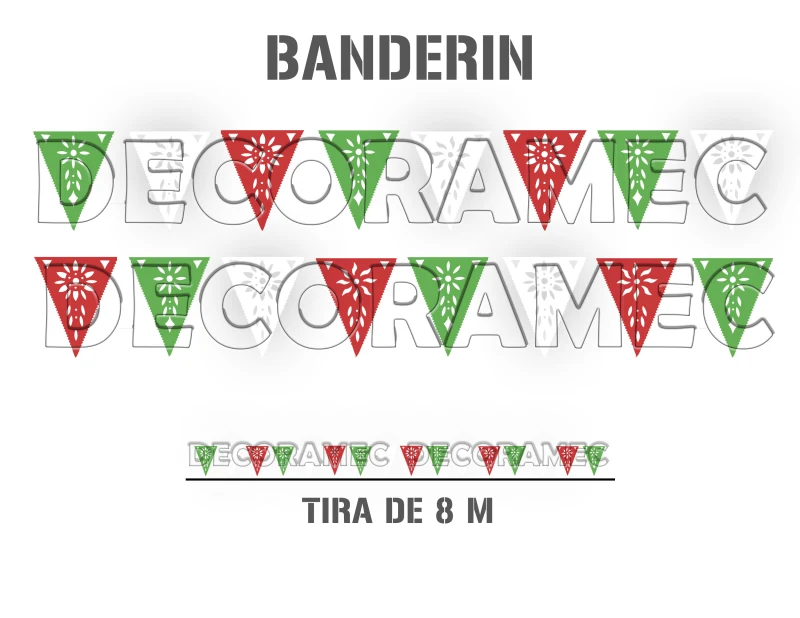 Banderin Calado Triangulo en Tira de plastico picado