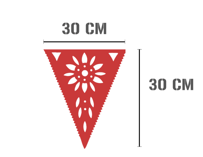 Banderin Rojo con Blanco Plastico Picado en Tira Triangular