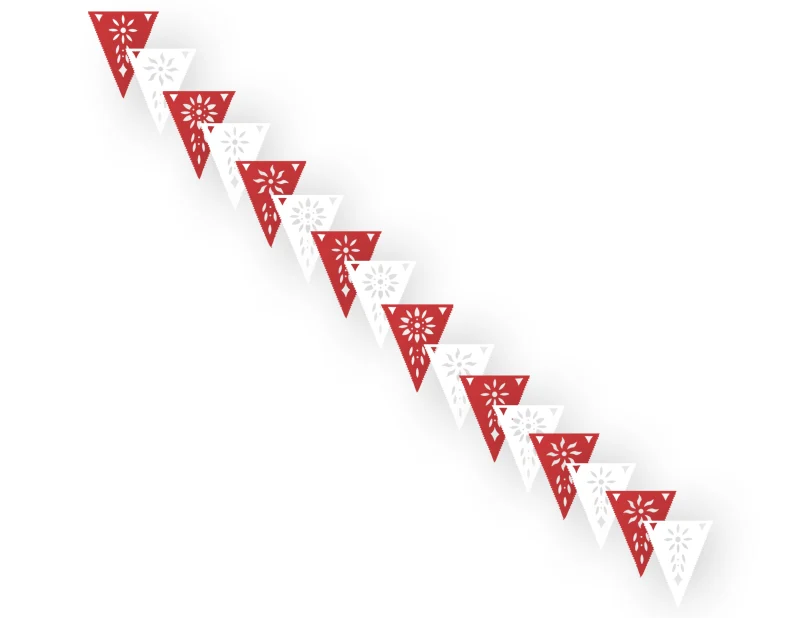 Banderin Rojo con Blanco Plastico Picado en Tira Triangular