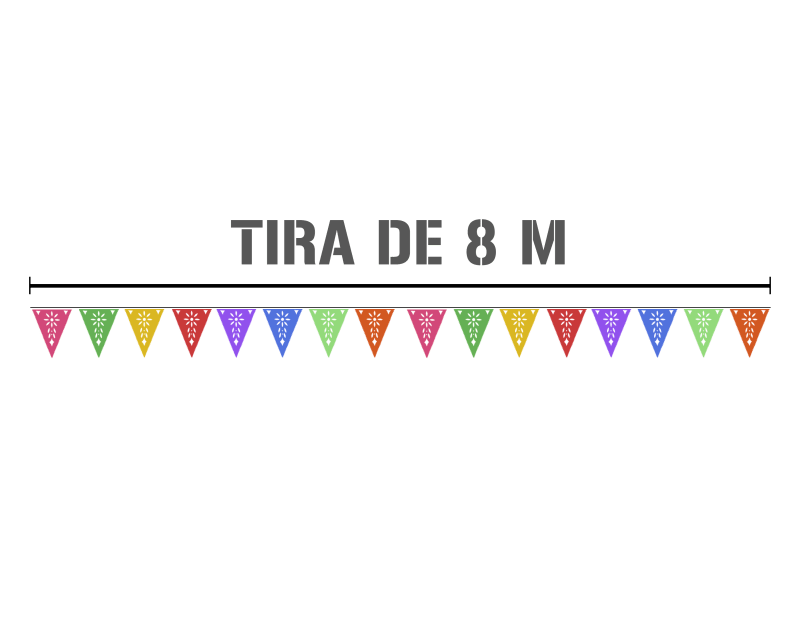 banderin calado colores con flor Tira de Plastico Triangular