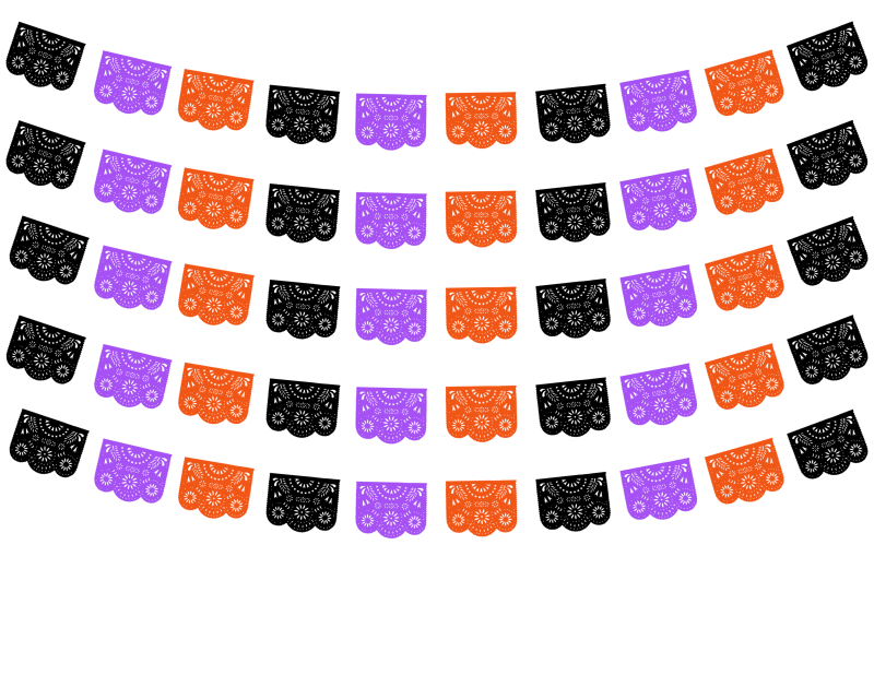 Tira de Plastico Picado para Dia de Muertos Hallowen Destellos