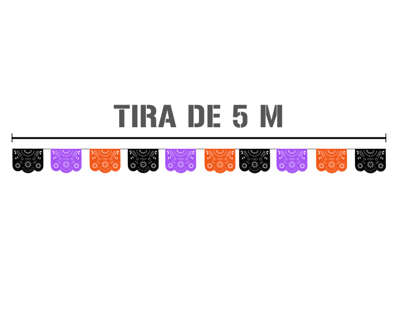 Tira de Plastico Picado para Dia de Muertos Hallowen Destellos 
