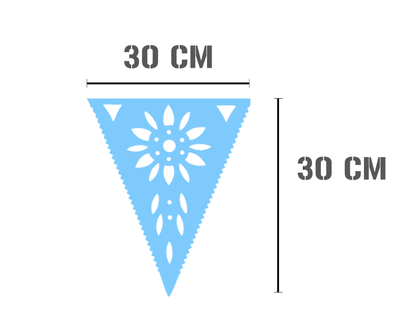 banderin religioso azul con blanco tira de plastico triangulo papel picado
