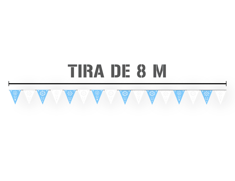banderin religioso azul con blanco tira de plastico triangulo papel picado