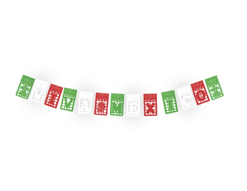 Tira Viva Mexico Tira de Plastico Picado Fiestas Patrias Tricolor