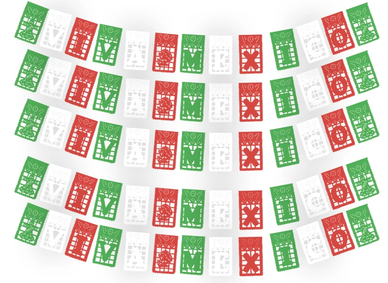 Tira Viva Mexico Tira de Plastico Picado Fiestas Patrias Tricolor