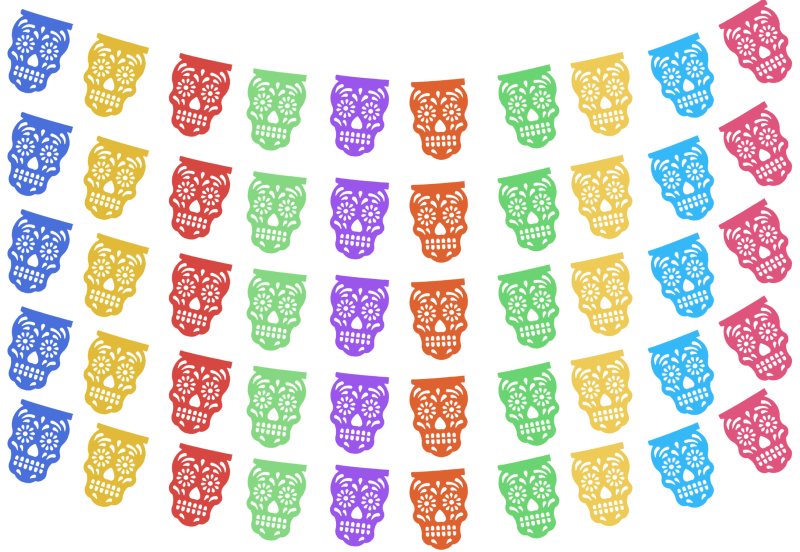 Plastico Picado Dia de Muertos Craneo