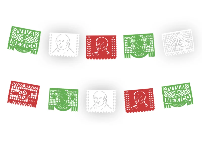 Plastico Picado Fiestas Patrias Heroes de La Independencia Papel Picado DECORAMEC