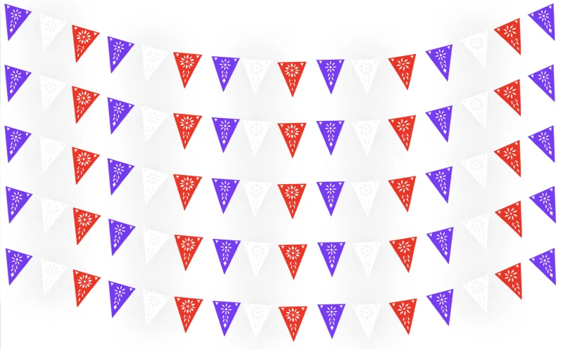Banderin Religioso Morado, Blanco y Rojo