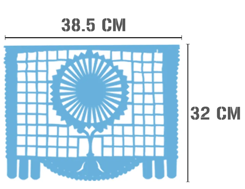 Tira Rectangular Religioso Azul con Blanco tira de Plastico Picado