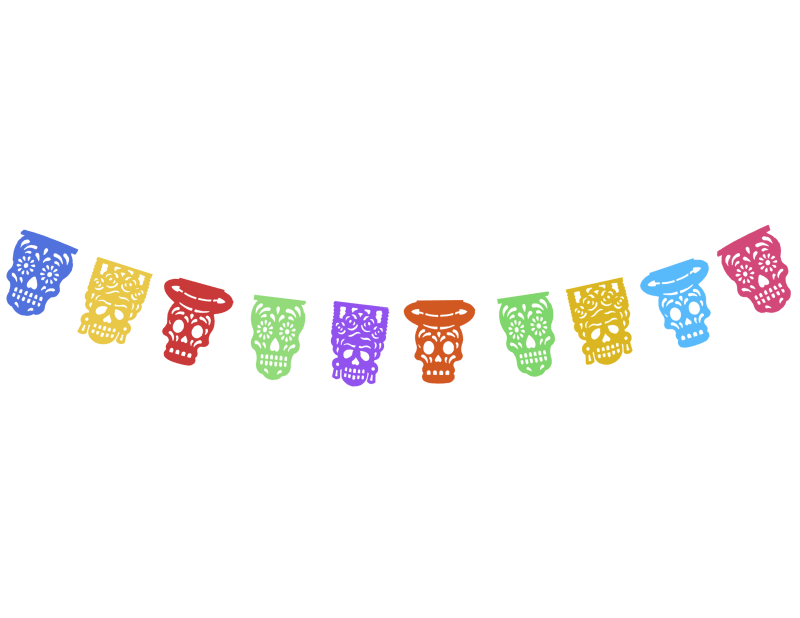 Mini Tira de Plastico Picado para Dia de Muertos Catrines Papel Picado DECORAMEC