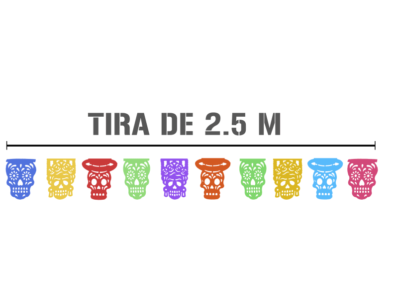 Mini Tira de Plastico Picado para Dia de Muertos Catrines Papel Picado DECORAMEC